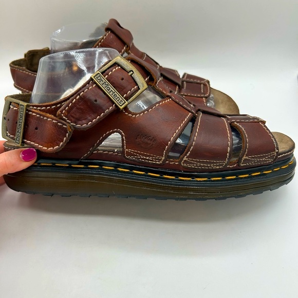 RARE MIE Vintage Dr Martens Fisherman Sandals 90s  Brown Leather  Mens 12 Y2K - Picture 3 of 17